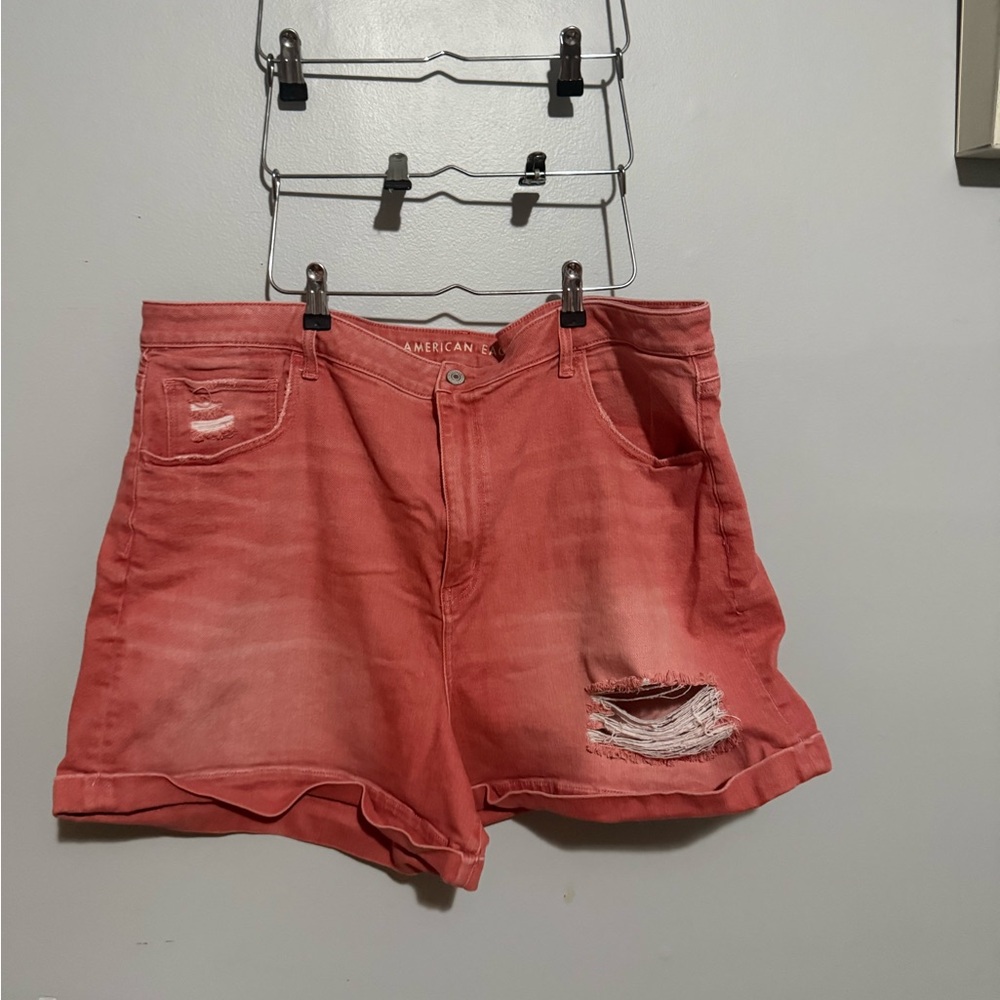 American Eagle Outfitters Women's Pink Distressed Jean Shorts